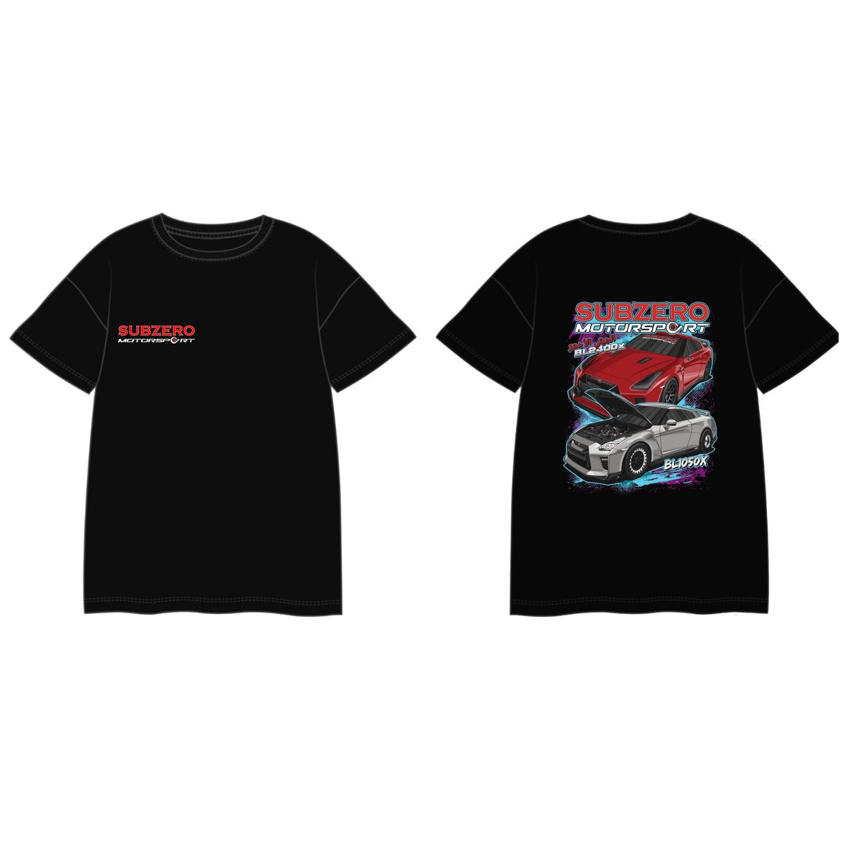 SUBZERO MOTORSPORT t-shirt with two R35 GT-R back print and Arabic lettering