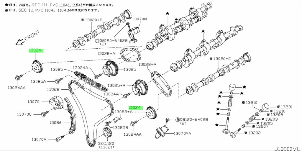 NISSAN GTR R35 CARRETO-ÁRVORE DE CAMES OEM 13024-AL50A